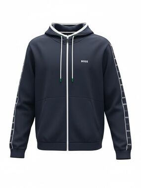 NWT Hugo Boss Navy & White Logo Full Zip Hoodie Size Small